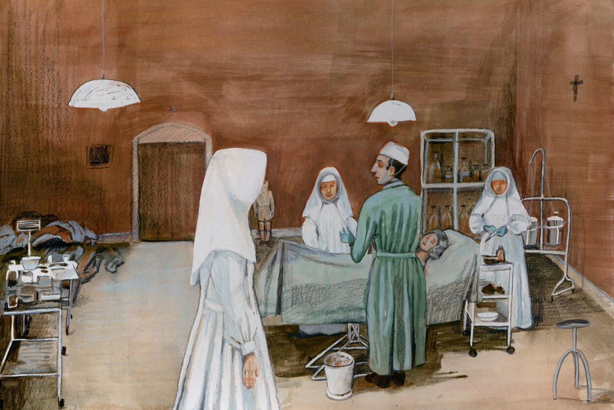 Illustratie bij het korte verhaal over het 'vergeten' bombardement op Nijmegen. © Heina Dokter